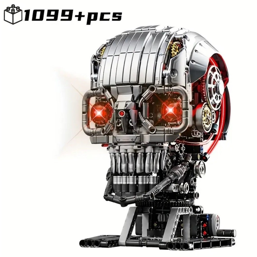 New Skeleton Terminator Head Glowing Eyes MOC Building Block Brick Set