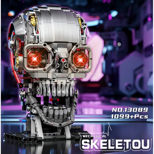 New Skeleton Terminator Head Glowing Eyes MOC Building Block Brick Set