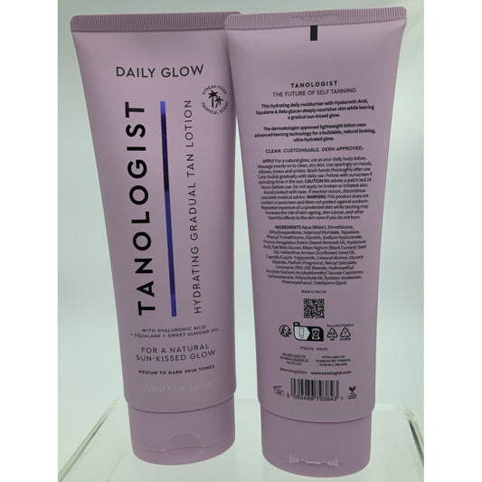 Lot of 2 Tanologist Daily Glow Hydrating Gradual Tan Lotion Medium To Dark 8.4oz