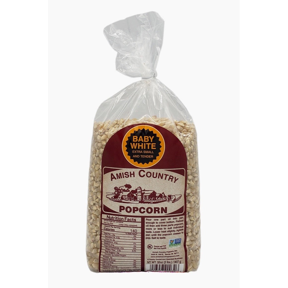 Amish Country Popcorn Baby White 2 Lb Holiday Treat Kernel NON GMO
