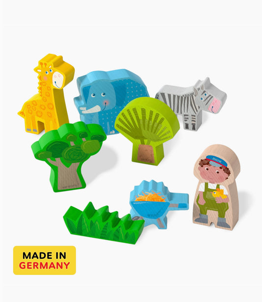 Haba Play World At the Zoo - Interactive Wooden Animal Playset
