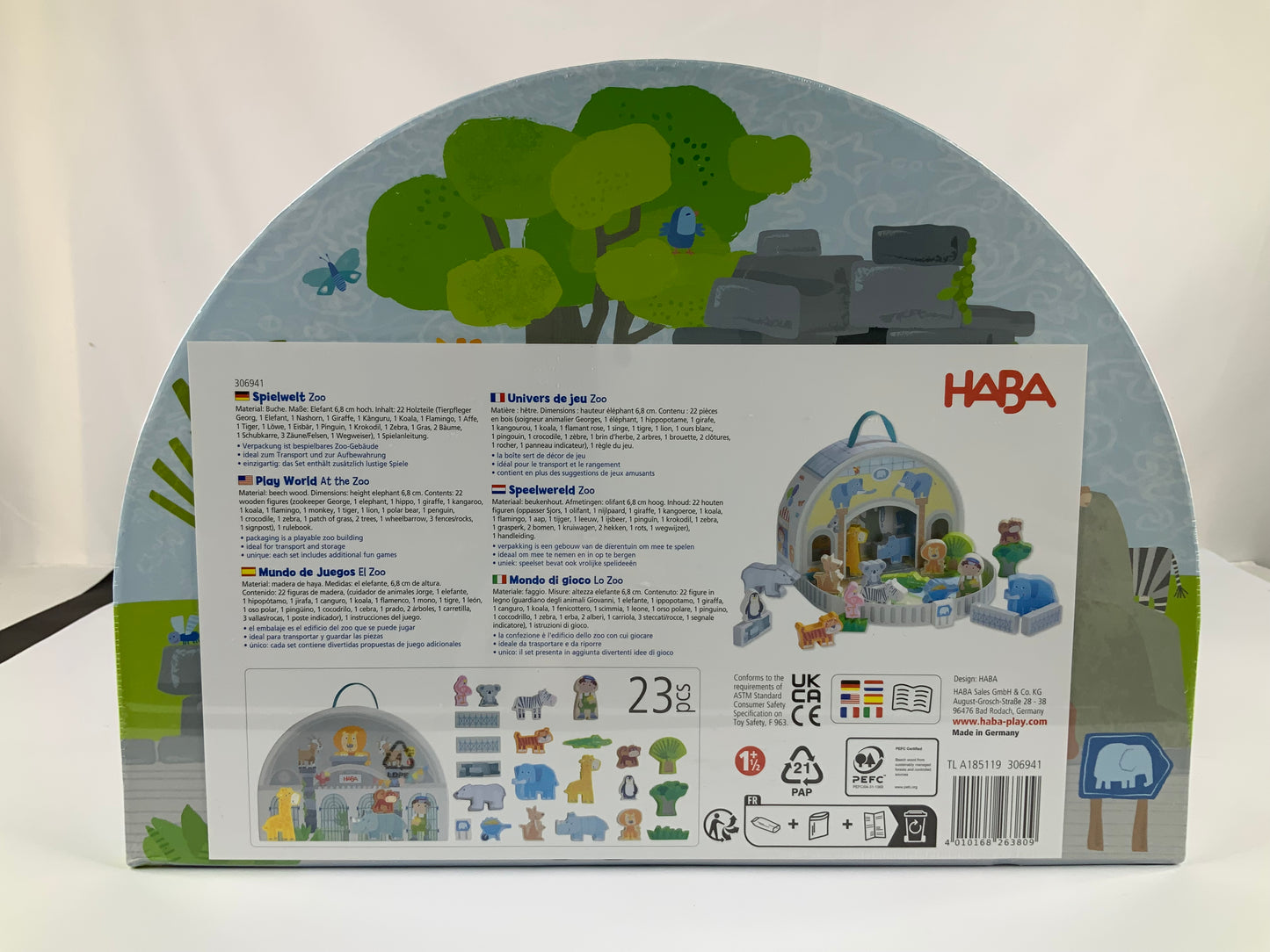 Haba Play World At the Zoo - Interactive Wooden Animal Playset