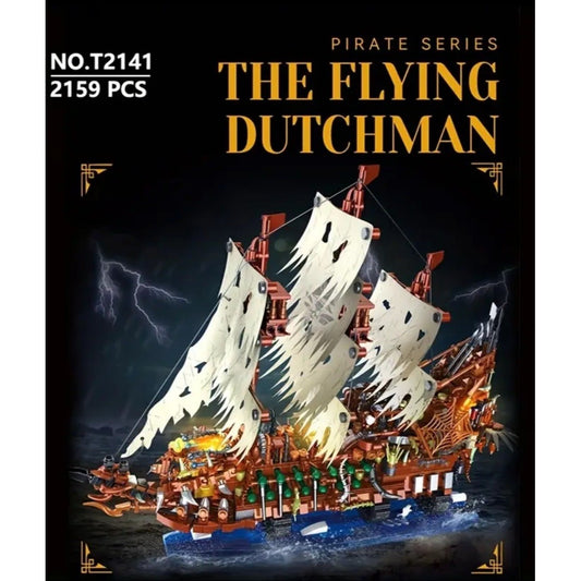 Pirate Ship Building Block Flying Dutchman Toy Set with Lights Model Boat Kit