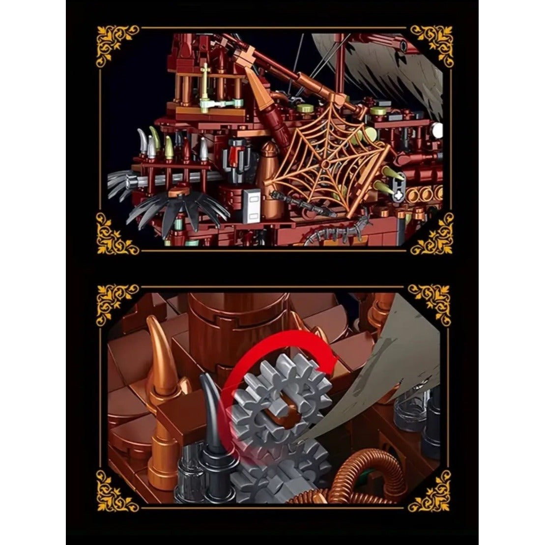 Pirate Ship Building Block Flying Dutchman Toy Set with Lights Model Boat Kit
