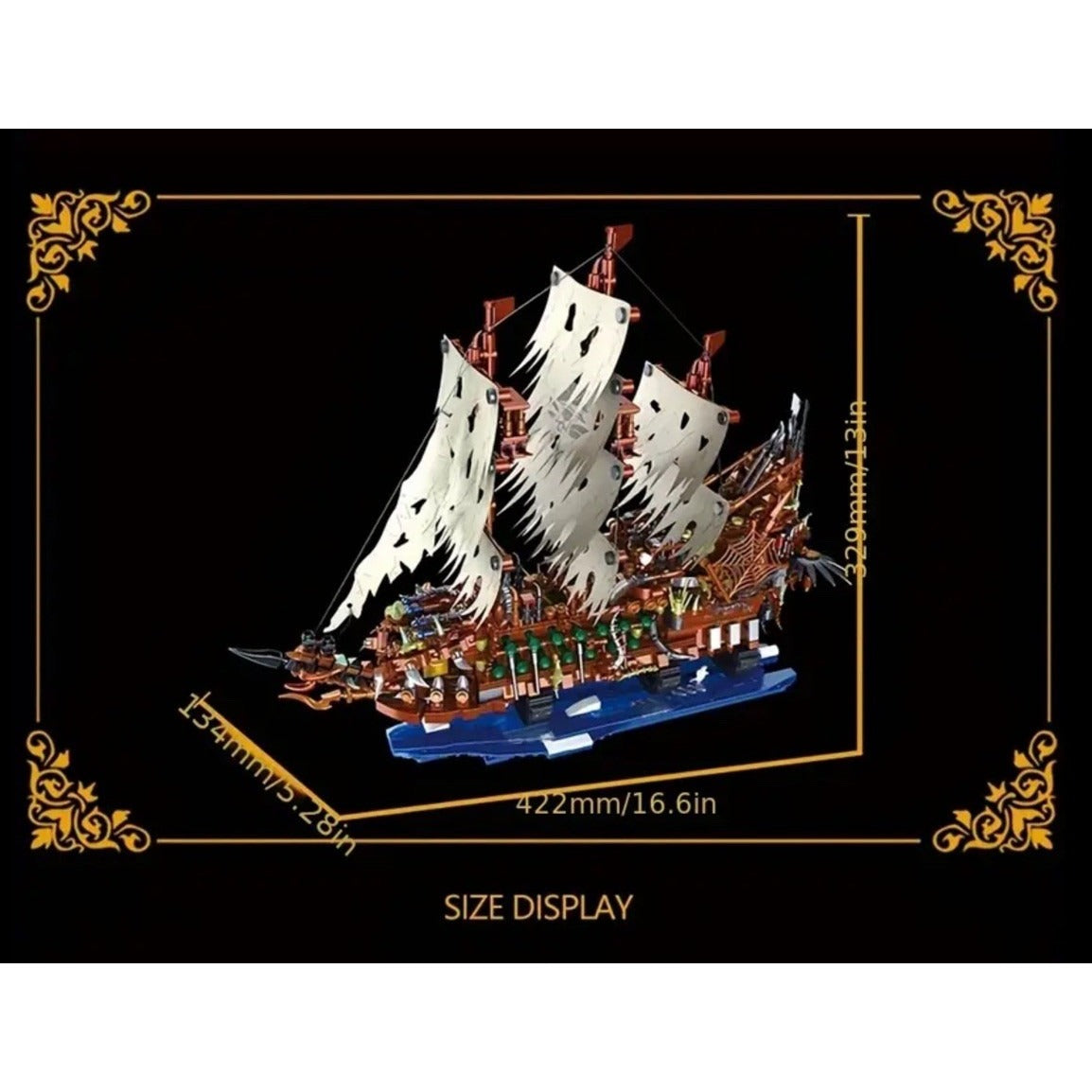 Pirate Ship Building Block Flying Dutchman Toy Set with Lights Model Boat Kit