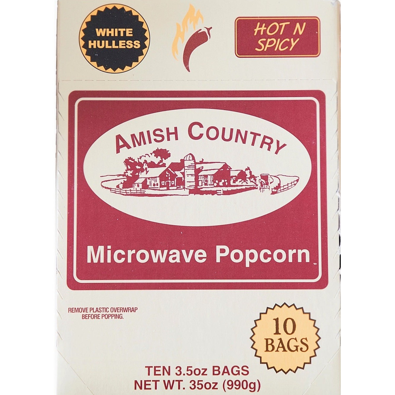 Amish Country Popcorn 10PK Microwave Hot N’ Spicy Popcorn New Boxed
