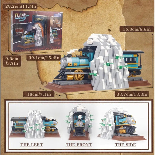 MOC Train Mountain Book End Building Block Set Compatible New In Box 1205pcs
