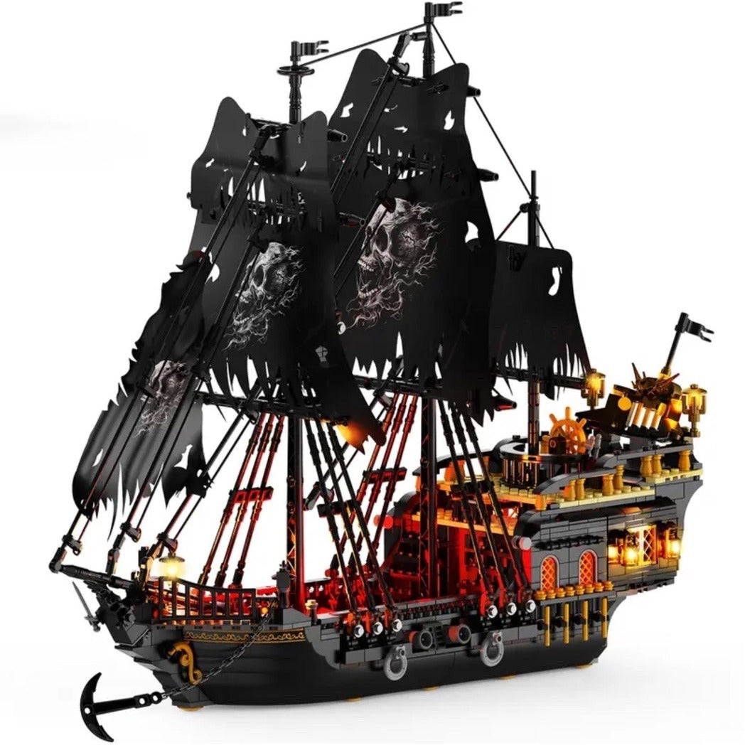 Pirate Ship Building Block Black Toy Set with Lights Pearl Model Boat Kit NIB