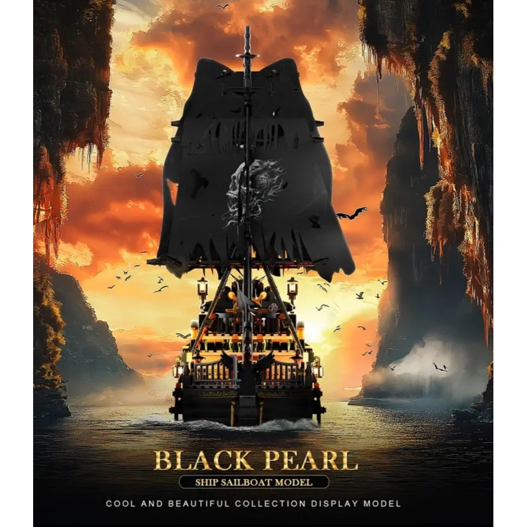 Pirate Ship Building Block Black Toy Set with Lights Pearl Model Boat Kit NIB