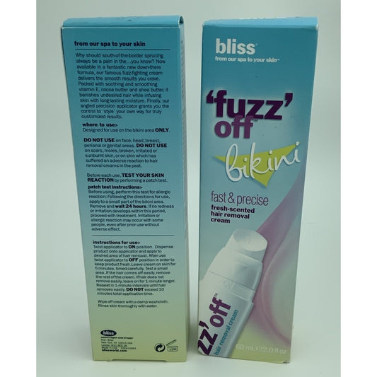 Bliss 'Fuzz' Off Foam Bikini Fresh Scented Body Hair Removal Spray 2oz x 2 Pk