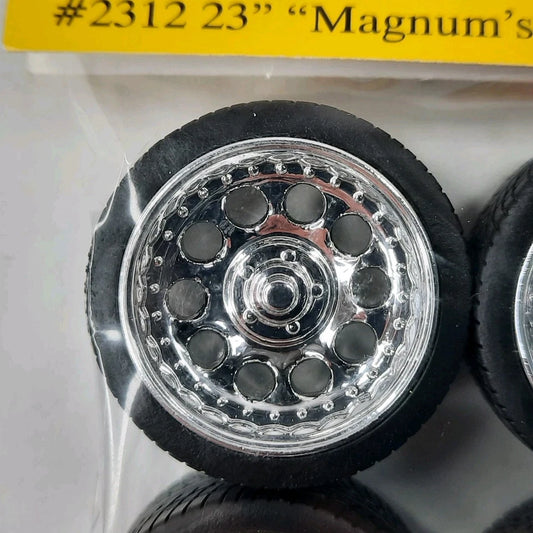 PEGASUS Magnums 23" Chrome Rims w Tires 2312 model kit wheels 1:24 1:25 accessry