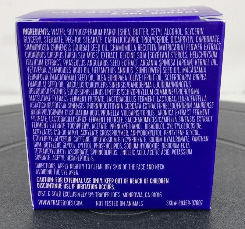 Trader Joe’s Night Cream Irish Sea Moss Extract Fermented Mushroom Complex 2 oz