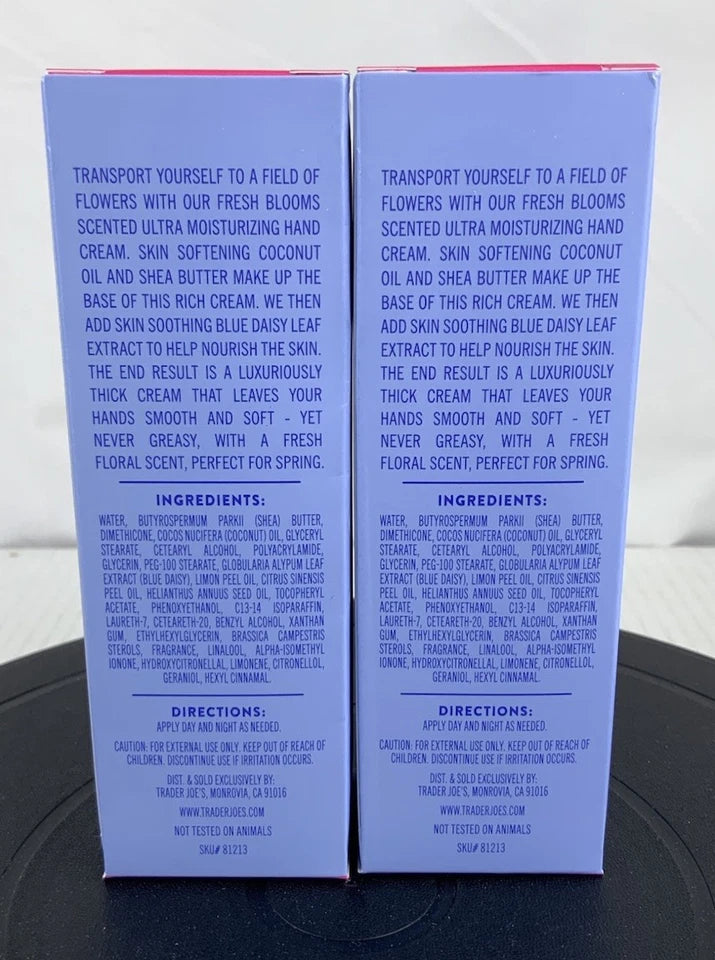 Trader Joe's Fresh Blooms Hand Cream Ultra Moisturizing 2 tubes 3 oz each