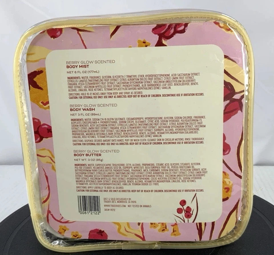 Trader Joes Berry Glow Body Set - Scented Body Mist, Body Wash & Body Butter