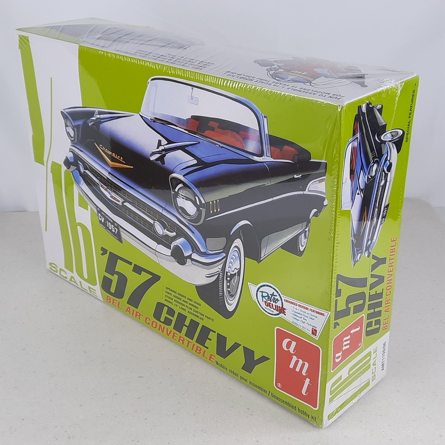AMT 1957 Chevy Bel Air convertible LARGE SCALE 1:16 model kit DISTRESSED BOX