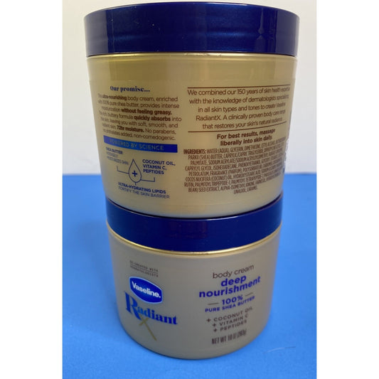 2x Vaseline Radiant X Deep Nourishment Body Cream 100% Shea Butter Coconut 10oz