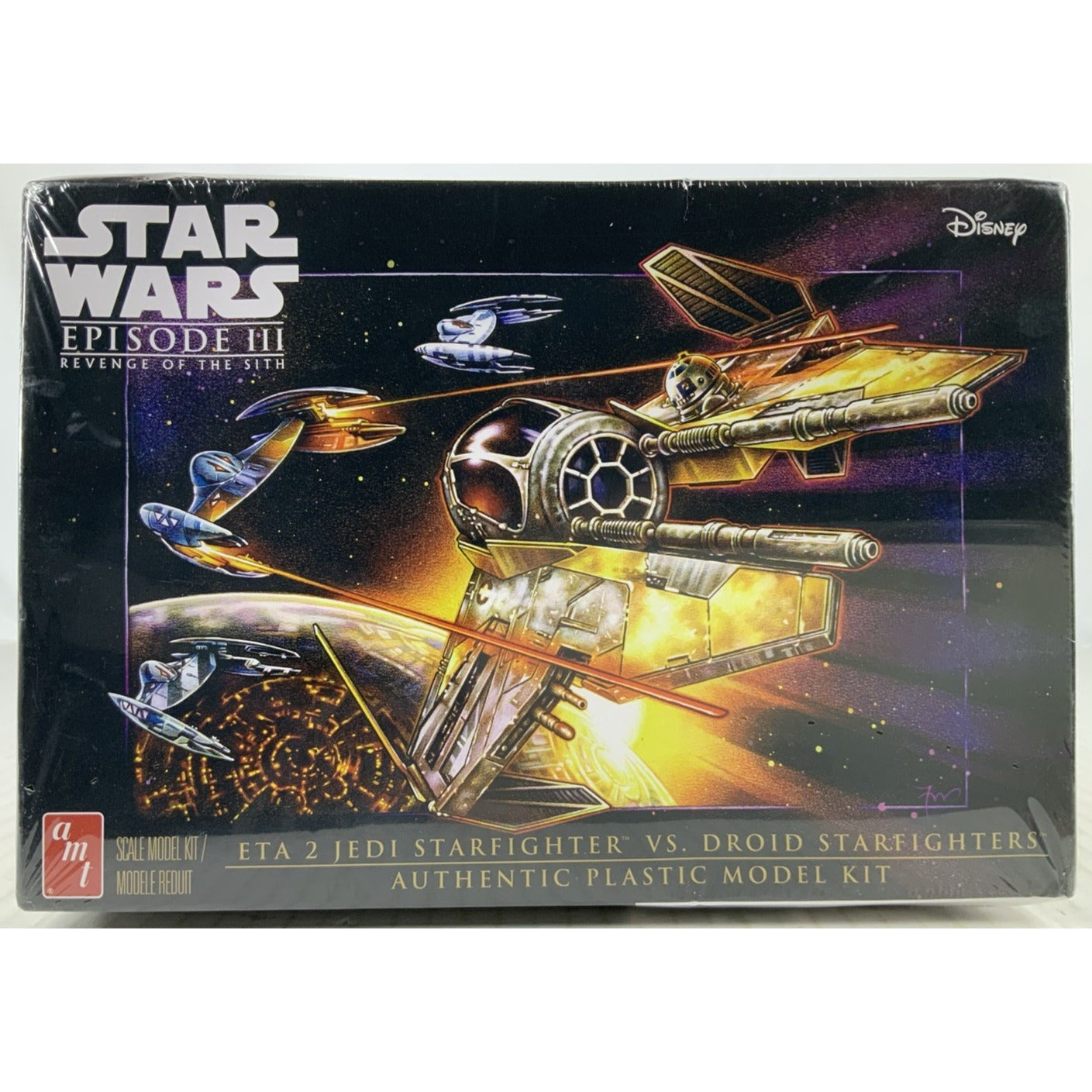 AMT Eta 2 Jedi Starfighter vs Droid Revenge Sith 1:48 model kit DISTRESSED BOX