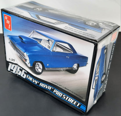 Model car kit box for a 1966 Chevy Nova Pro Street on a gray background