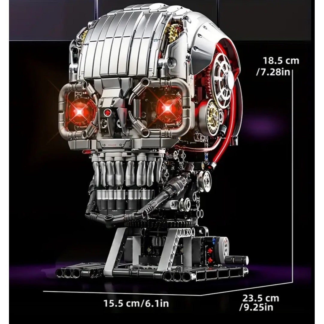New Skeleton Terminator Head Glowing Eyes MOC Building Block Brick Set