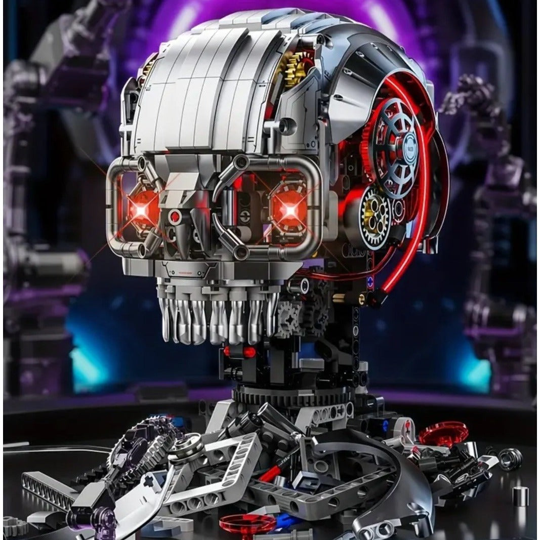 New Skeleton Terminator Head Glowing Eyes MOC Building Block Brick Set