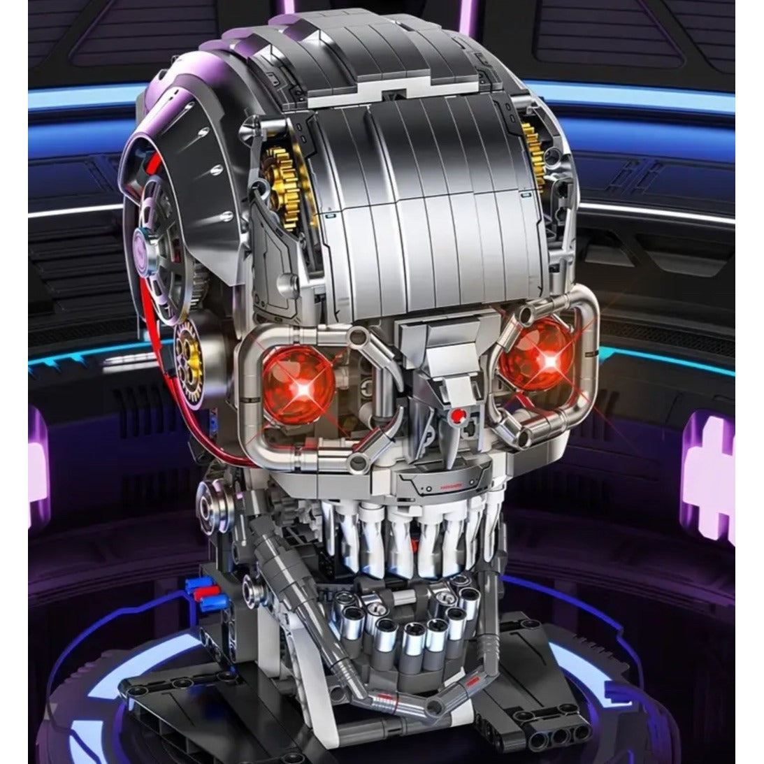 New Skeleton Terminator Head Glowing Eyes MOC Building Block Brick Set