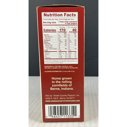 Amish Country Popcorn 3pk Microwave Sweet Kettle Popcorn Boxed