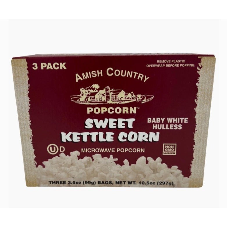 Amish Country Popcorn 3pk Microwave Sweet Kettle Popcorn Boxed