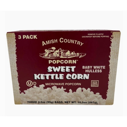 Amish Country Popcorn 3pk Microwave Sweet Kettle Popcorn Boxed