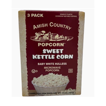 Amish Country Popcorn 3pk Microwave Sweet Kettle Popcorn Boxed