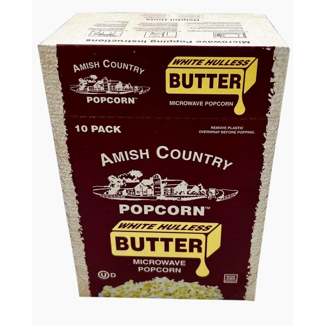 Amish Country Popcorn 10PK Microwave White Hulless Butter Popcorn New Boxed