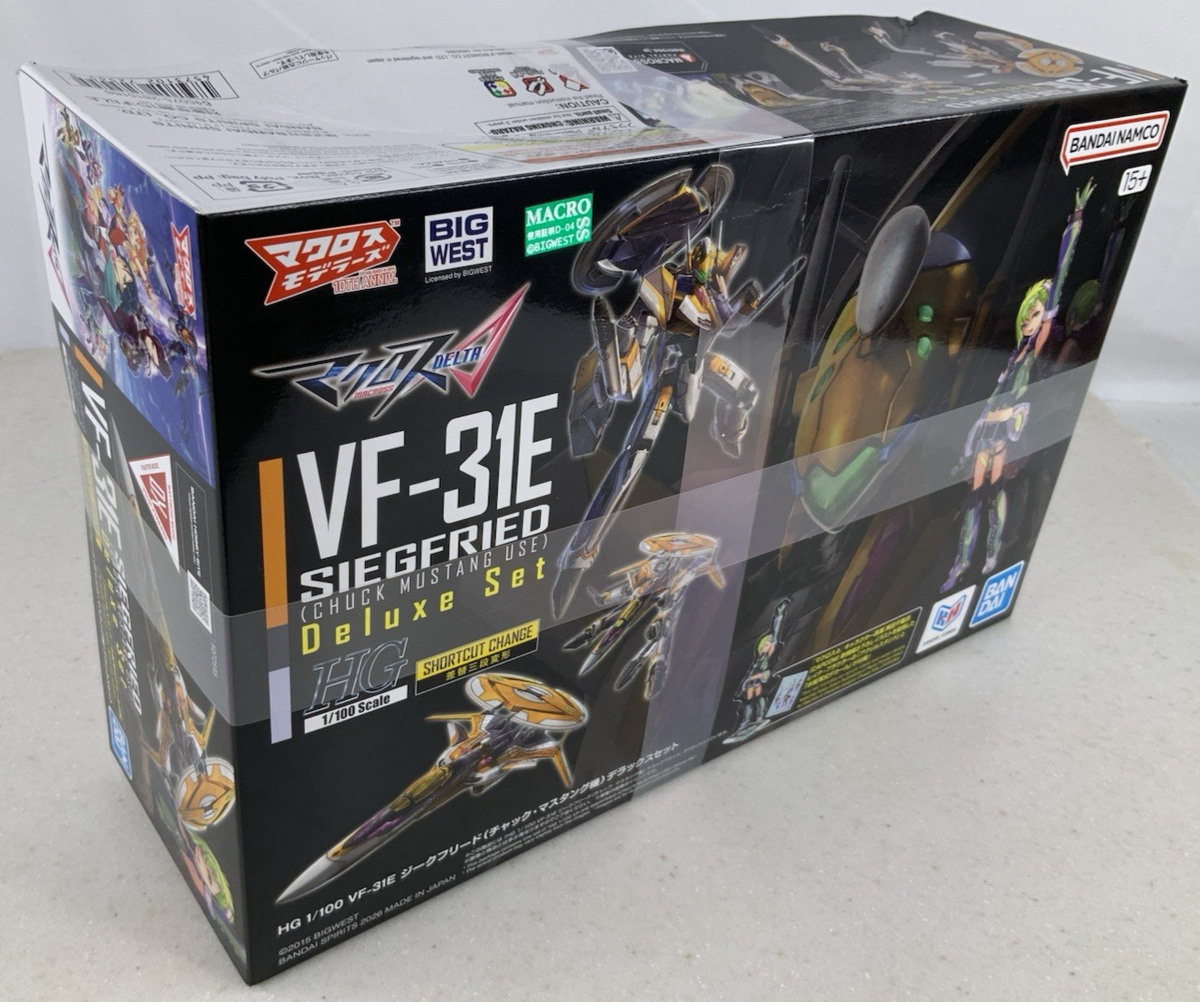 Bandai HG VF 31E Siegfried Chuck Mustang Deluxe 1:100 model kit DISTRESSED BOX6