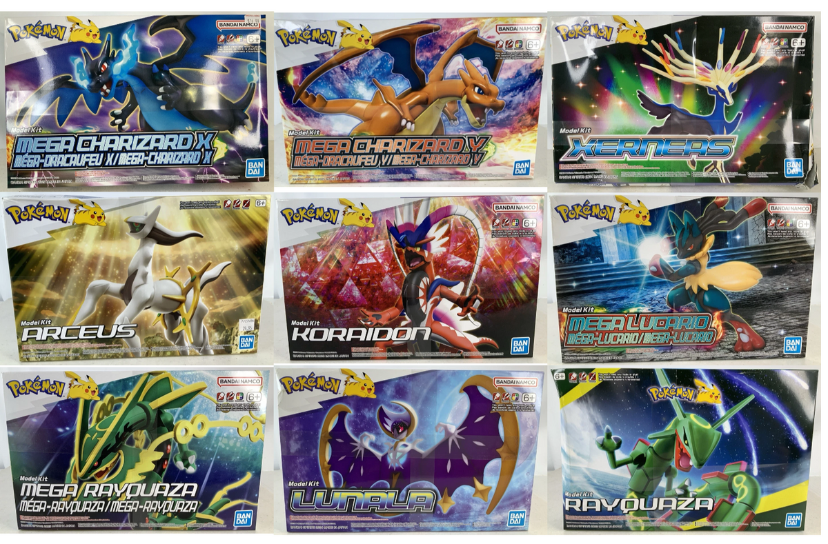 BANDAI Pokemon figure lot set 9 model kit Charizard Rayquaza DISTRESSED BOXES0