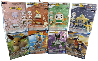 BANDAI Pokemon figure lot set 8 model kit Eevee Garchomp Mew DISTRESSED BOXES0