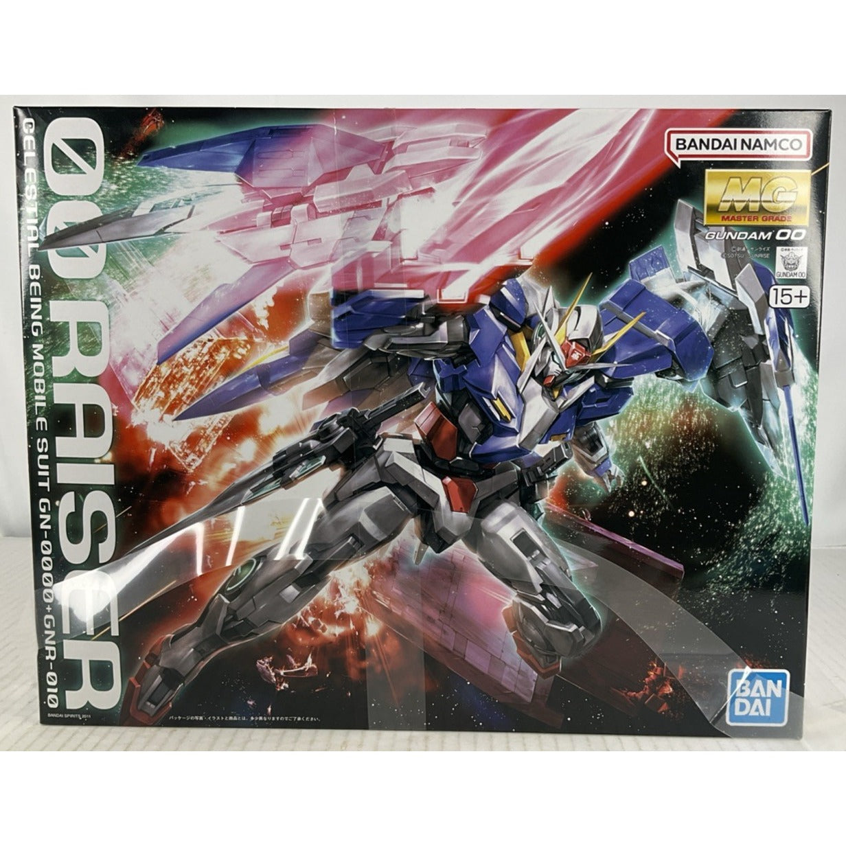 BANDAI MG 00 Raiser Gundam GN0000+GNR010 1:100 model kit DISTRESSED BOX