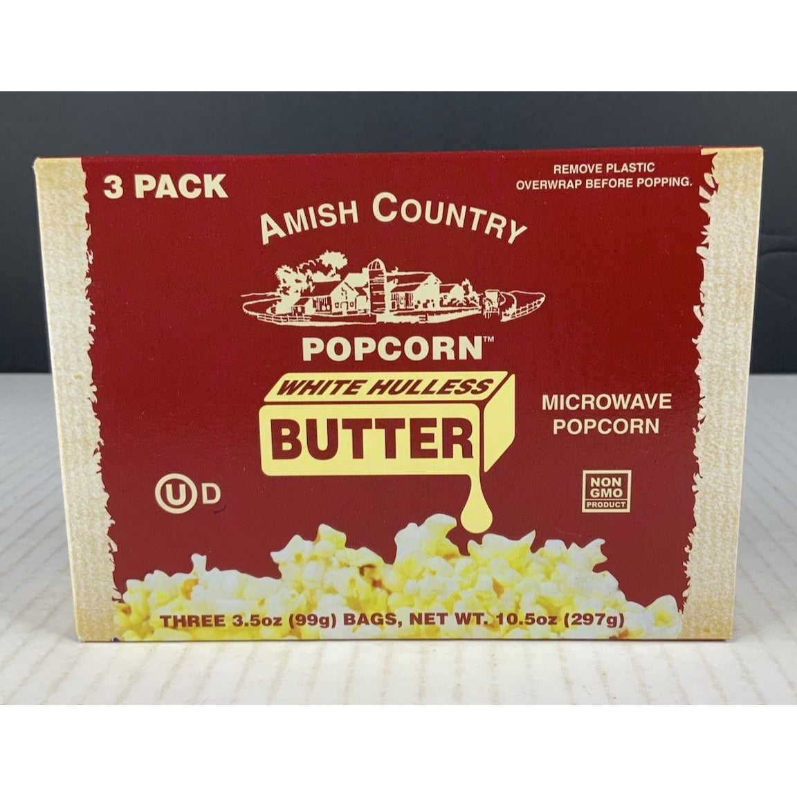 Amish Country Popcorn 3pk Microwave Buttery White Hulless Popcorn Boxed