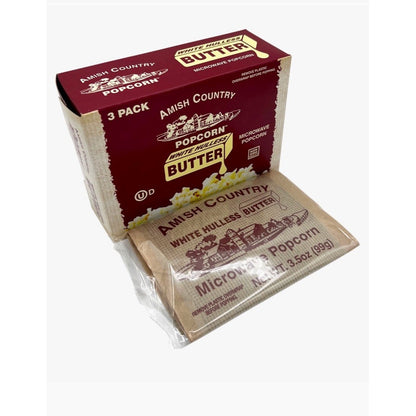 Amish Country Popcorn 3pk Microwave Buttery White Hulless Popcorn Boxed