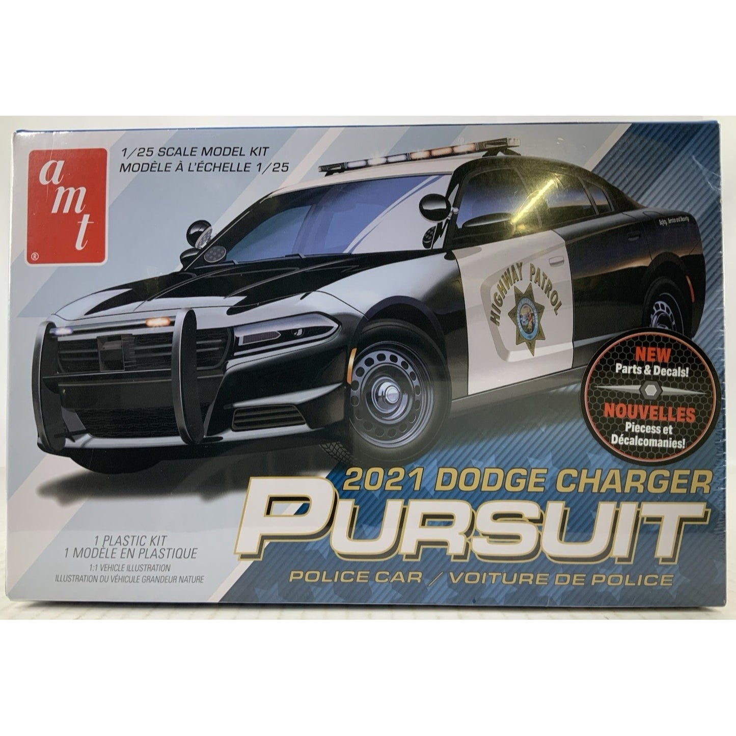 AMT 2021 Dodge Charger Police Pursuit 21 1:25 car model kit DISTRESSED BOX