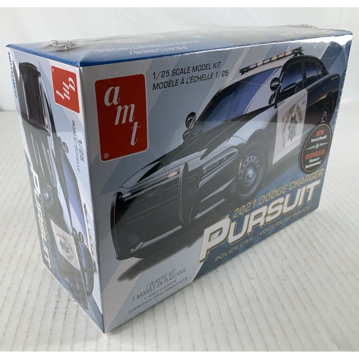 AMT 2021 Dodge Charger Police Pursuit 21 1:25 car model kit DISTRESSED BOX