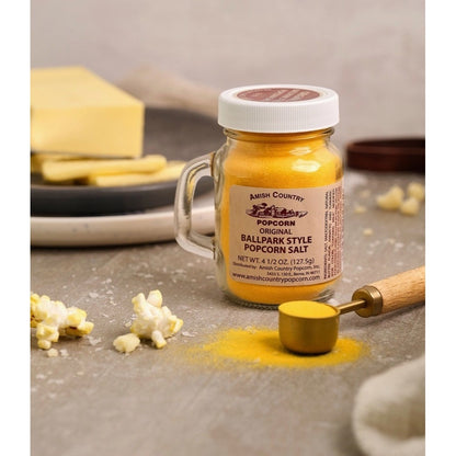 Amish Country Popcorn Ballpark Butter Salt Popcorn Salt 4.5 oz Jar Old Fashioned