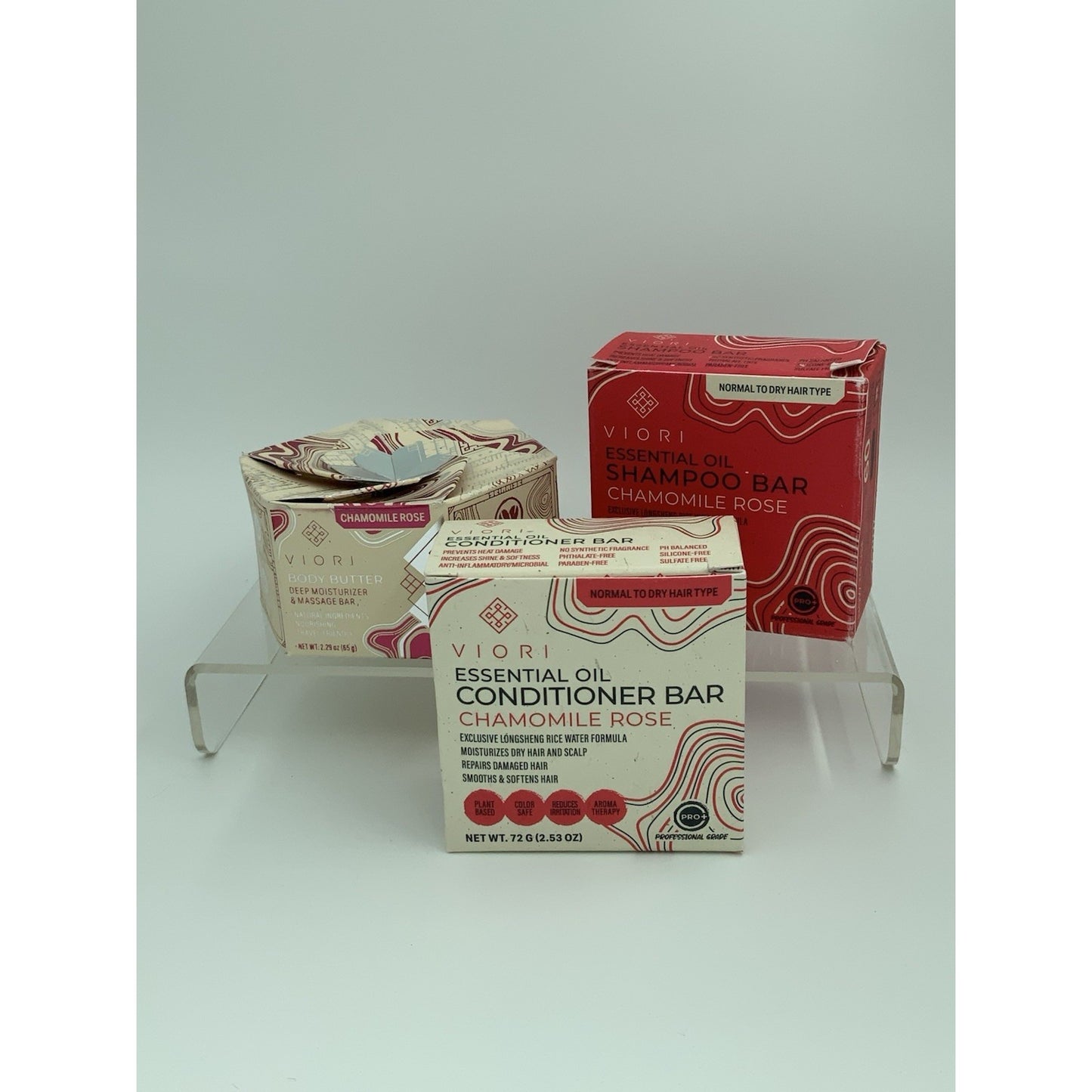 Viori Rose And Chamomile Solid Shampoo Conditioner Body Butter Bars Full 3 Set