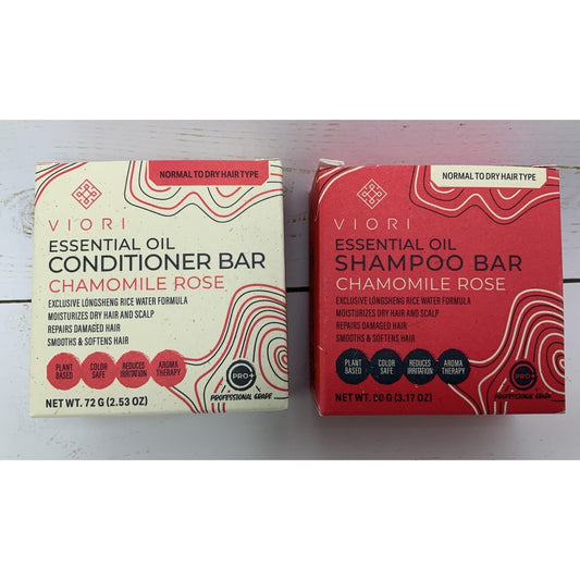 Viori Rose And Chamomile Solid Shampoo Conditioner Body Butter Bars Full 3 Set