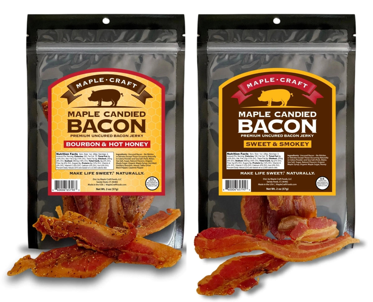 Maple Craft Candied Pork Bacon Jerky Sweet Smoky & Hot Honey 2 oz x 2 bag lot