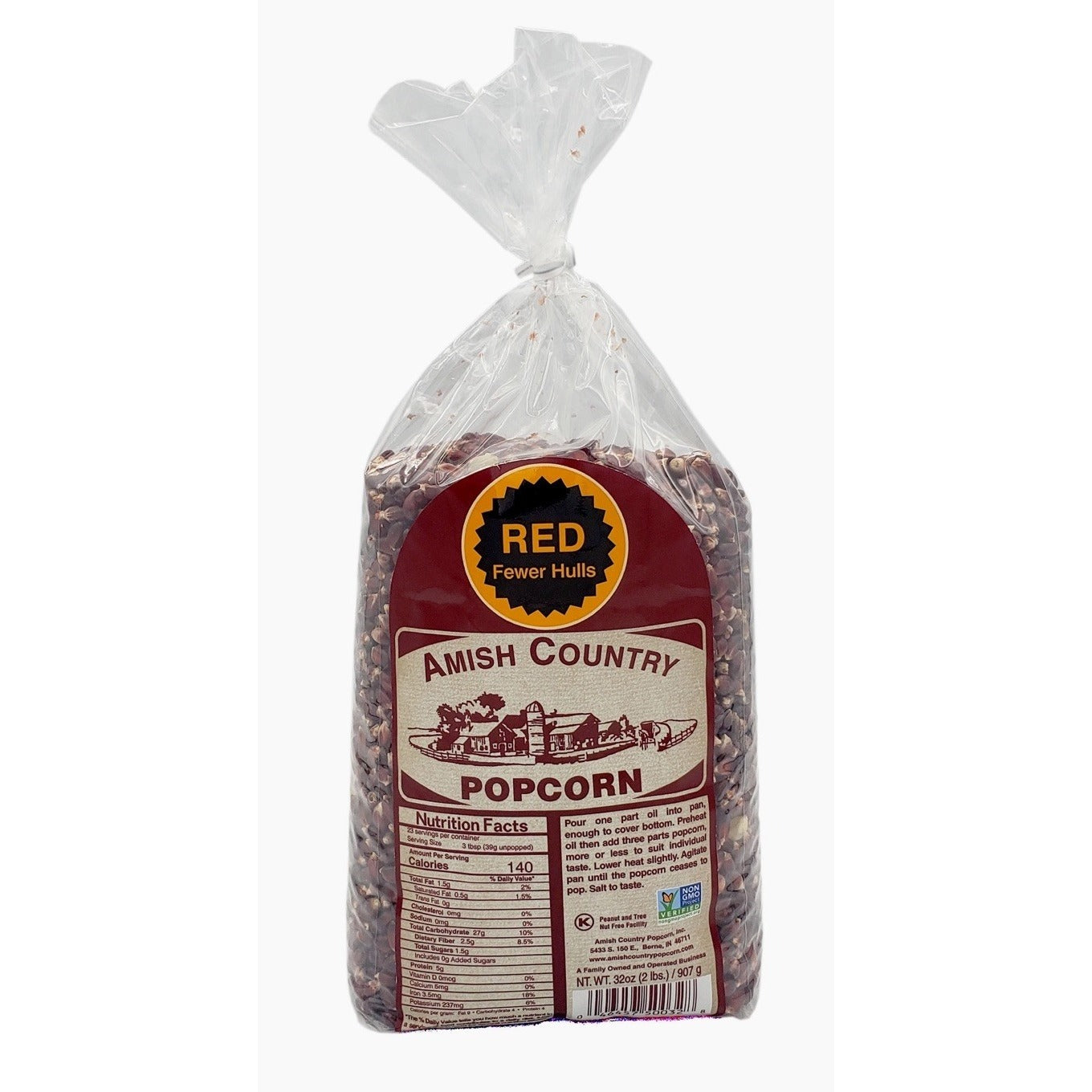 Amish Country Popcorn Red Fewer Hulls 2 Lb Holiday Treat Kernel NON GMO