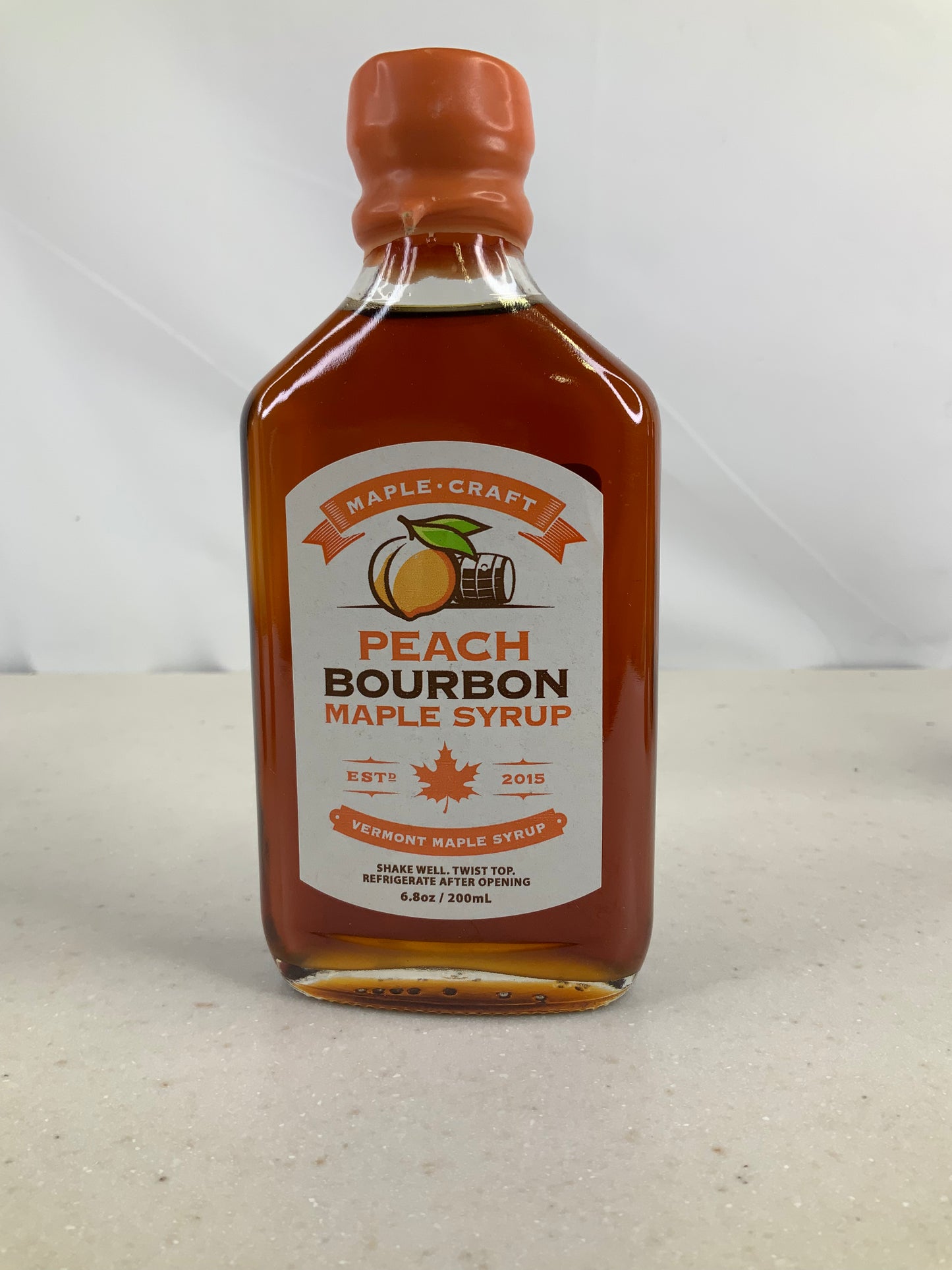 Peach Vermont Maple Craft Syrup 6.8 oz Gourmet Craftmade USDA Organic