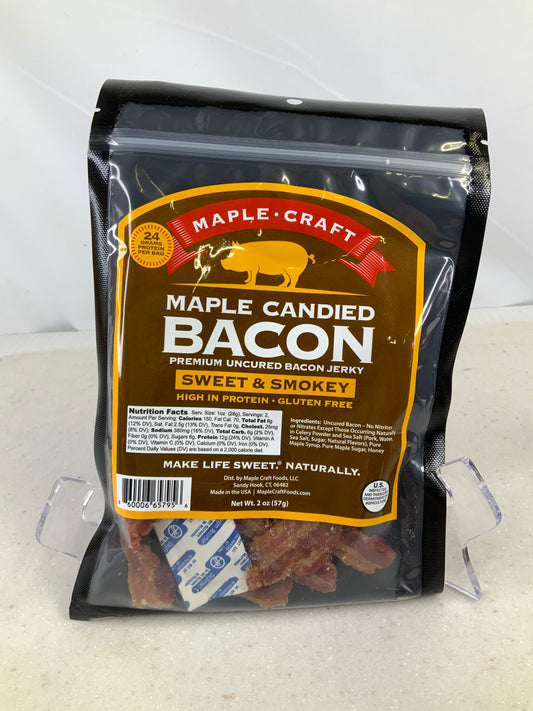 Maple Craft Candied Pork Bacon Jerky Sweet Smoky 2 oz bag