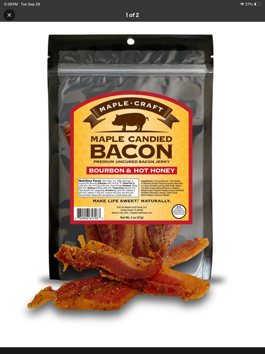 Maple Craft Candied Pork Bacon Jerky Bourbon & Hot Honey 2 oz bag