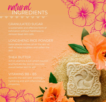 Viori Peach Hibiscus Exfoliating Sugar Scrub Body Bar limited edition