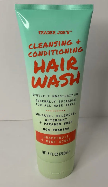 Trader Joe’s Cleansing + Conditioning HAIR Wash Grapefruit Mint Scent 8 oz.