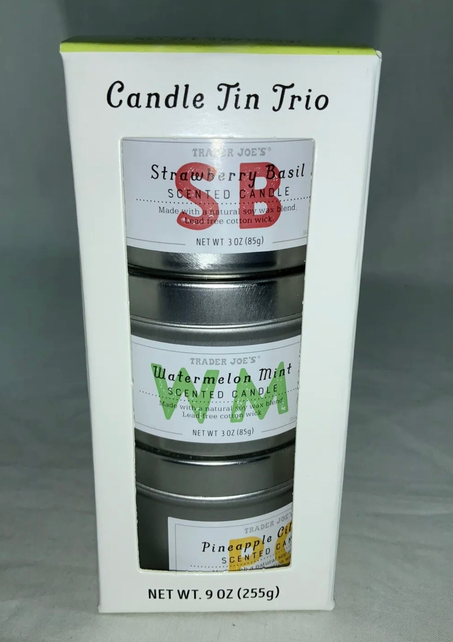 Trader Joes Candle Tin Trio Strawberry Watermelon Pineapple SUMMER SEASONAL