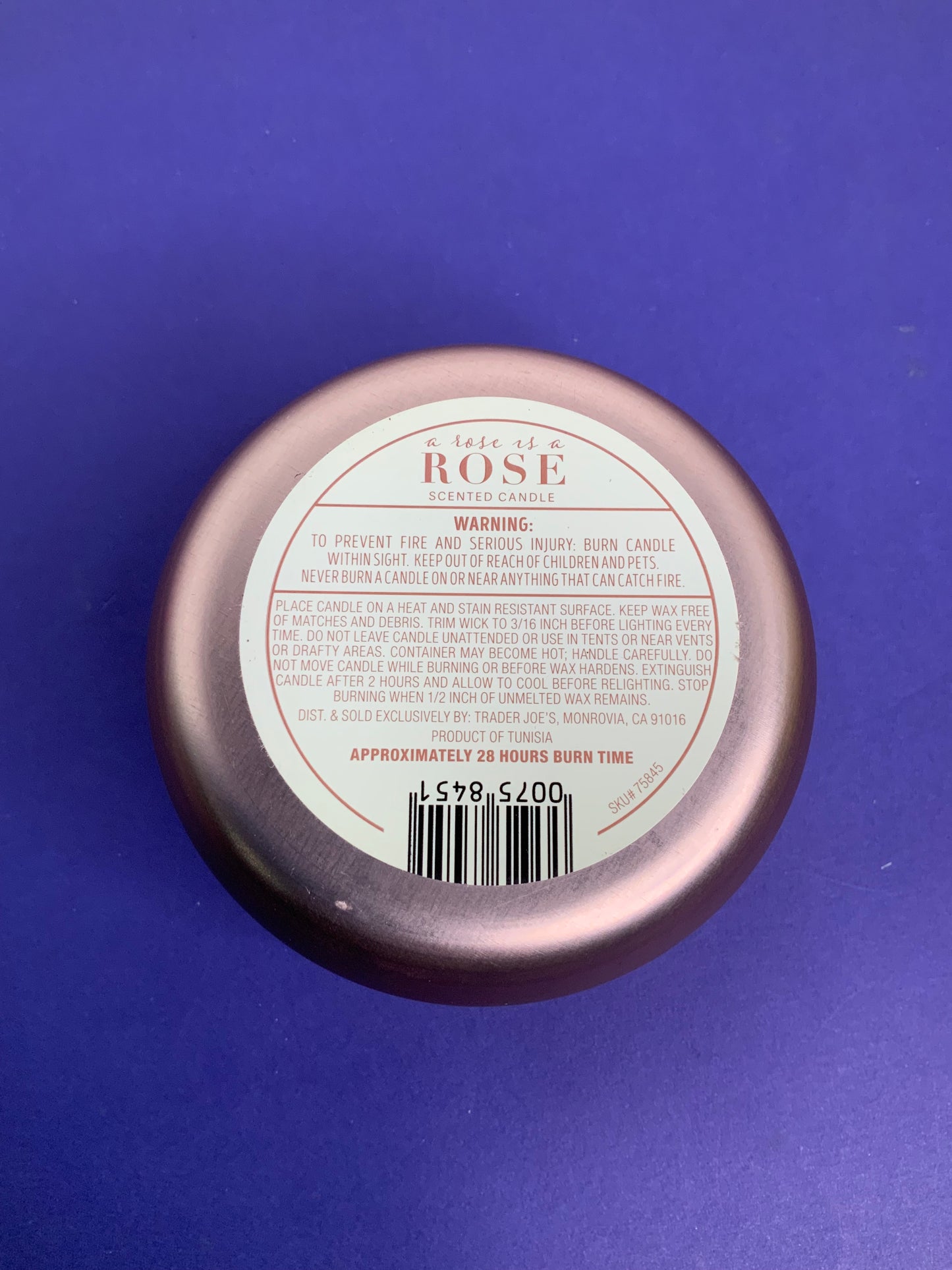 Trader Joes Rose Soy Blend CANDLE 5.7 oz Limited Edition